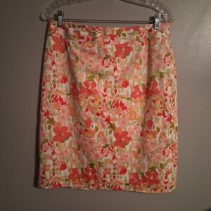 Brooks Brothers Floral Pencil Skirt - Pink, Orange, Green
